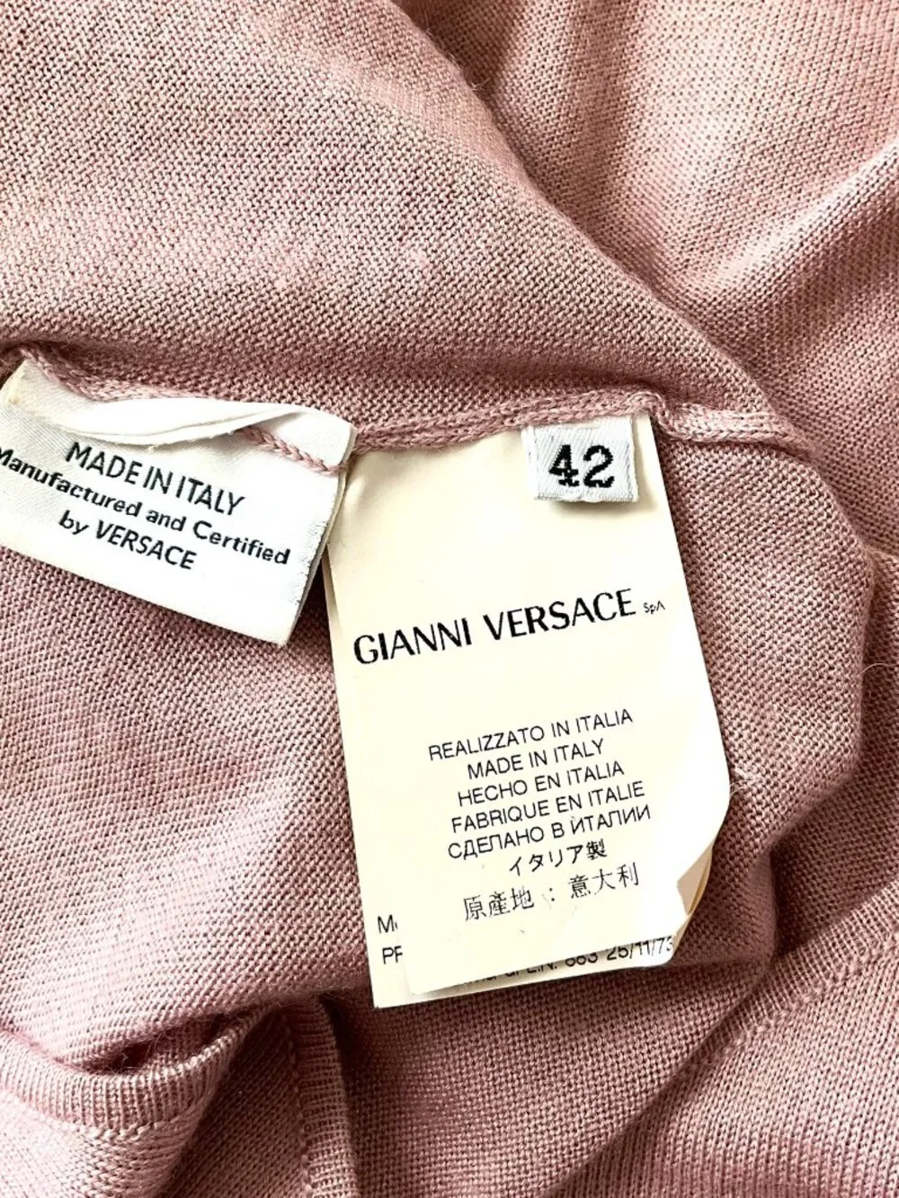 VNT Gianni Versace Cashmere Silk Knit Tank Top Pink Sleeveless Scoop Neck IT42